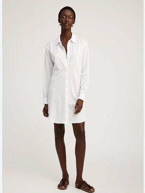 Aritzia Babaton White Button-Front Carleton Shirt Dress